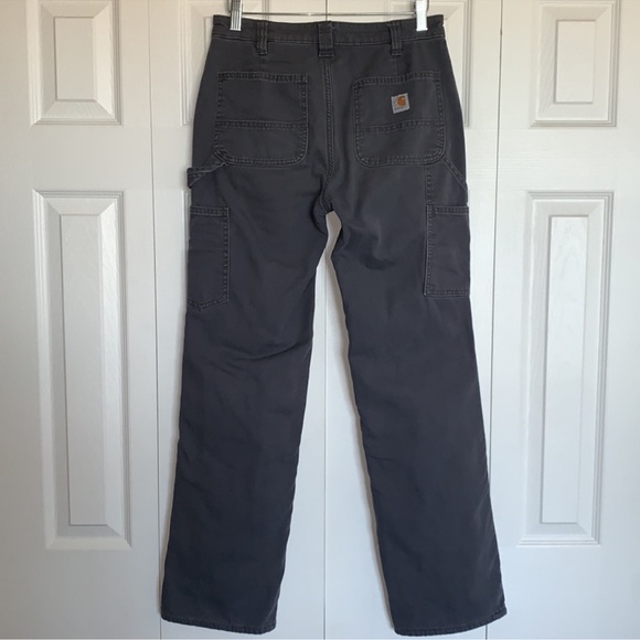 Carhartt Women's Rugged Flex Loose Fit Canvas Work Pant Grey Size 12 Short - Picture 3 of 11